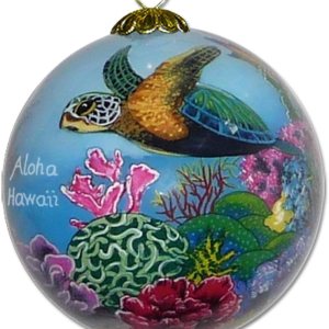 Adorno navideño hawaiano coleccionable corales y tortugas marinas CWH Adorno navideño hawaiano coleccionable corales y tortugas marinas CWH