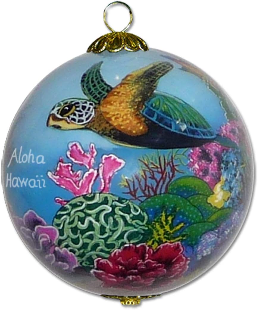 Adorno navideño hawaiano coleccionable corales y tortugas marinas CWH
