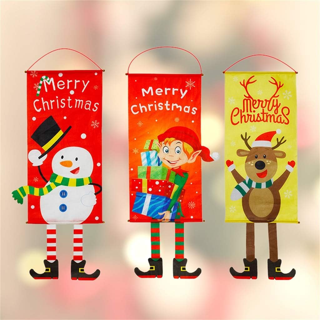 Decoraciones de Navidad, adorno de Feliz Navidad, bandera de Papá Noel, bandera, puerta, ventana, decoración colgante, regalos de Papá Noel, adornos
