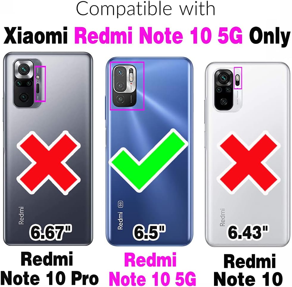Asuwish Compatible con Xiaomi Redmi Note 10 5G Funda tipo cartera y protector de pantalla de vidrio templado, cubierta abatible, tarjetero,