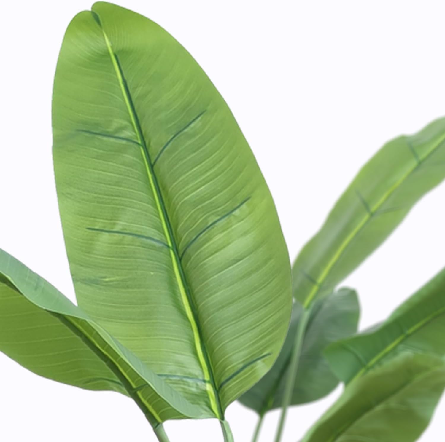 Árbol artificial en macetero con efecto de mármol gris, hojas de plátano falsas de seda para decoración del hogar en interiores y exteriores, altura