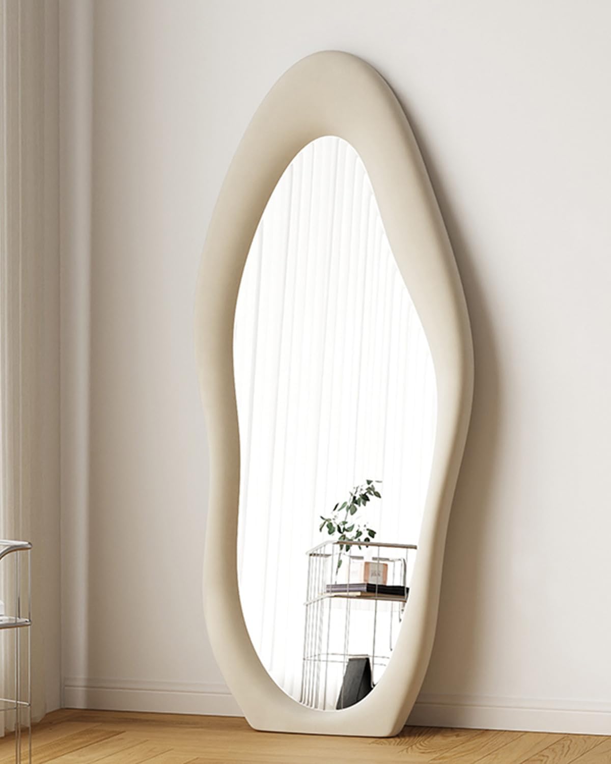 ITSRG Espejo de longitud completa, espejo de suelo con soporte, espejo montado en la pared, espejo de pie de longitud completa, espejo irregular,
