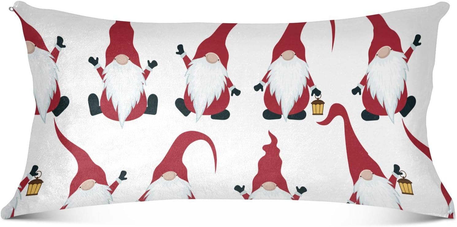 Emelivor Fundas de almohada de gnomos de Navidad, fundas de almohada de terciopelo, fundas de cojín suaves, fundas de almohada cómodas, almohadas