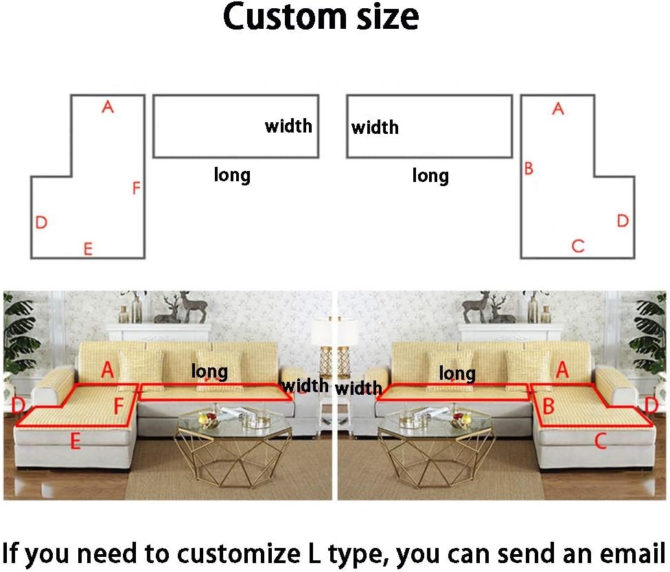 LJIANW-summer sleeping mat, Funda de sofá seccional, cojín de bambú para sofá de tela antideslizante, cojín de sofá de verano, suave, transpirable,