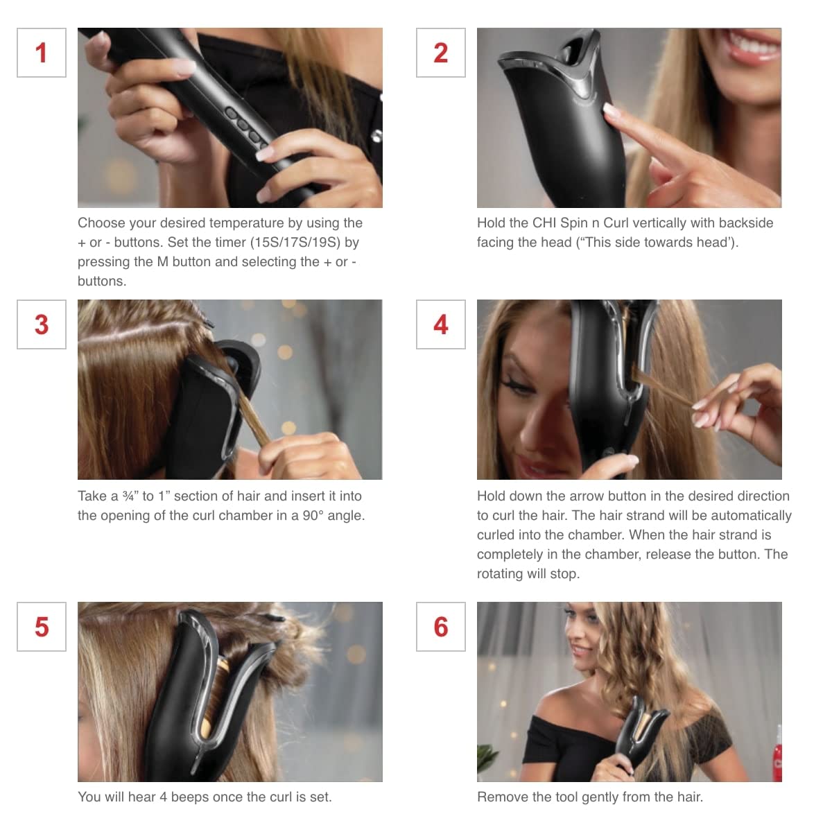 CHI Spin N Curl en negro ónix. Ideal para cabello hasta los hombros de entre 6 y 16 pulgadas y 44 spray protector de hierro y mantenimiento firme