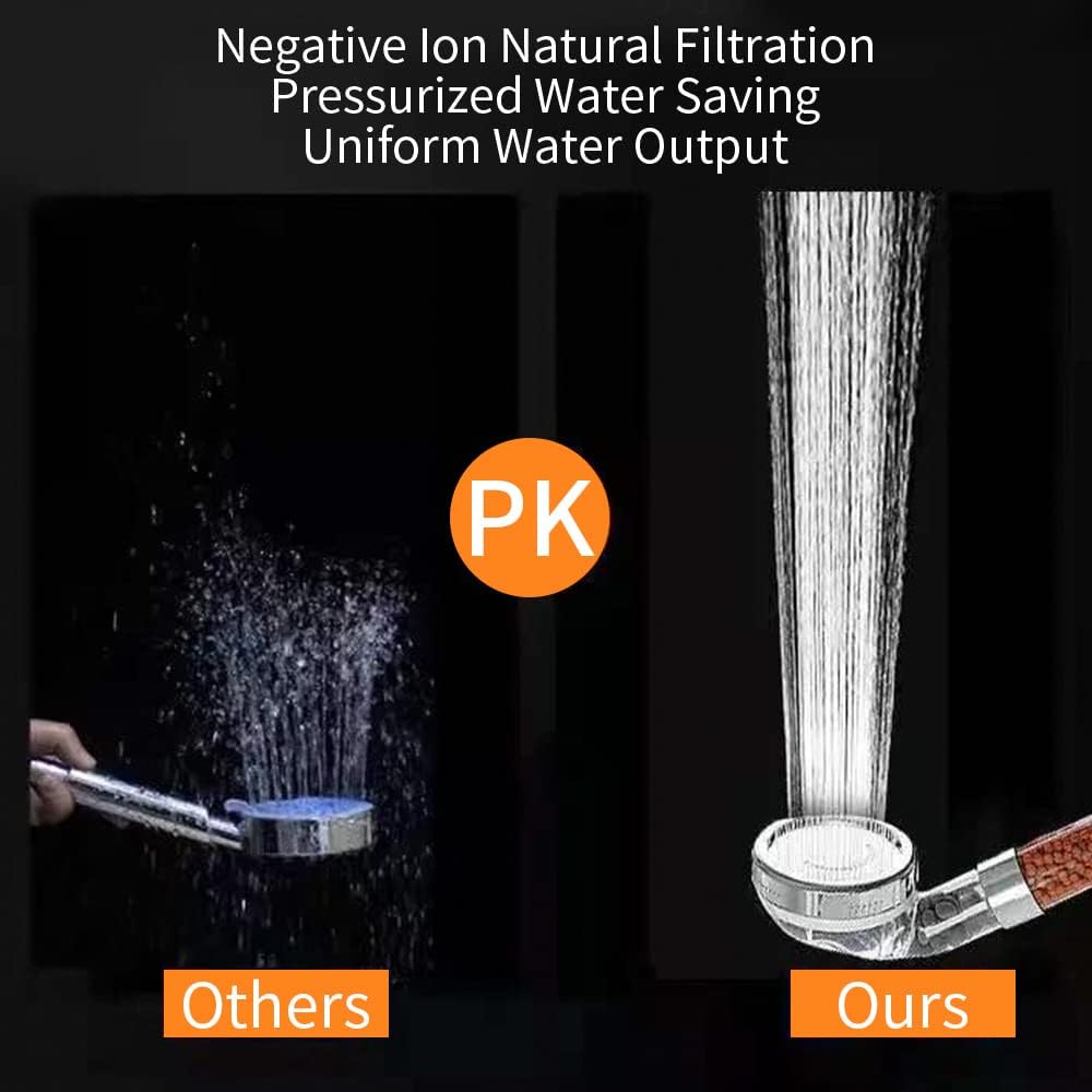 High Pressure Shower Head with Handheld & Shower Filter for Hard Water,Detachable Water Saving & Massage Setting Shower Heads with Hose and Holder