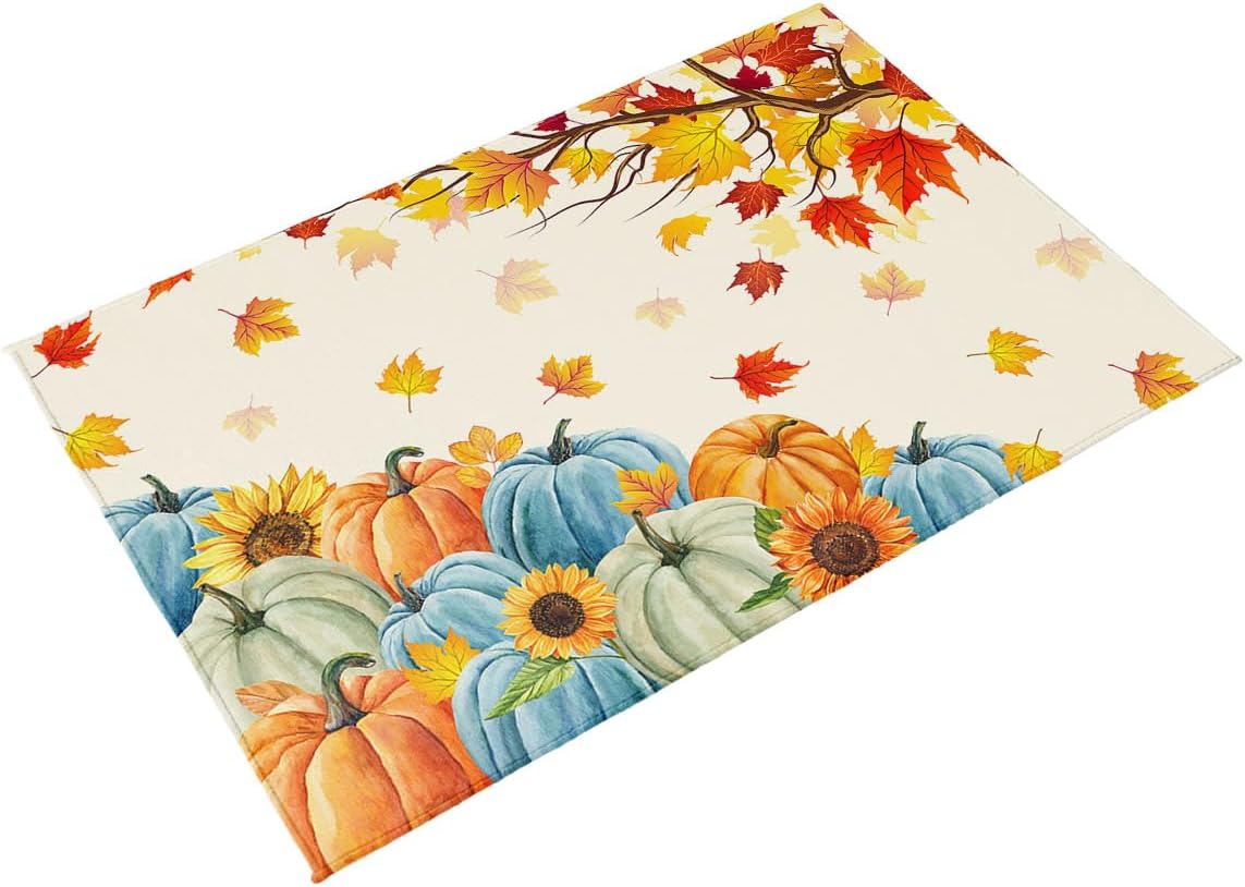 Thanksgiving Fall Outdoor Rugs for 5’x8′ Patios Clearance, RV Camping Mat Rug Portable Outside Rug Indoor Outdoor Area Rug Mat for Beach Deck Pool