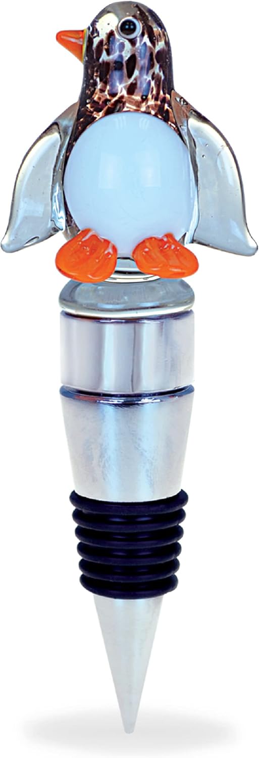 Cheers – Tapón de vino de cristal de pingüino con luces LED cambiantes, elegante tapón de botella de vino multicolor con luces LED multicolor,