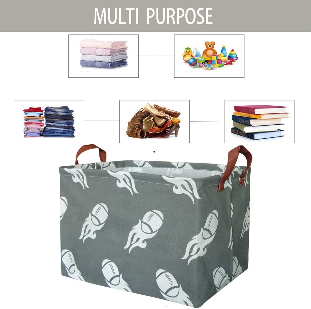 BOOHIT – Cesta rectangular de almacenamiento, cesta de guardería de tela de lona para guardar juguetes, caja organizadora impermeable, cesta de