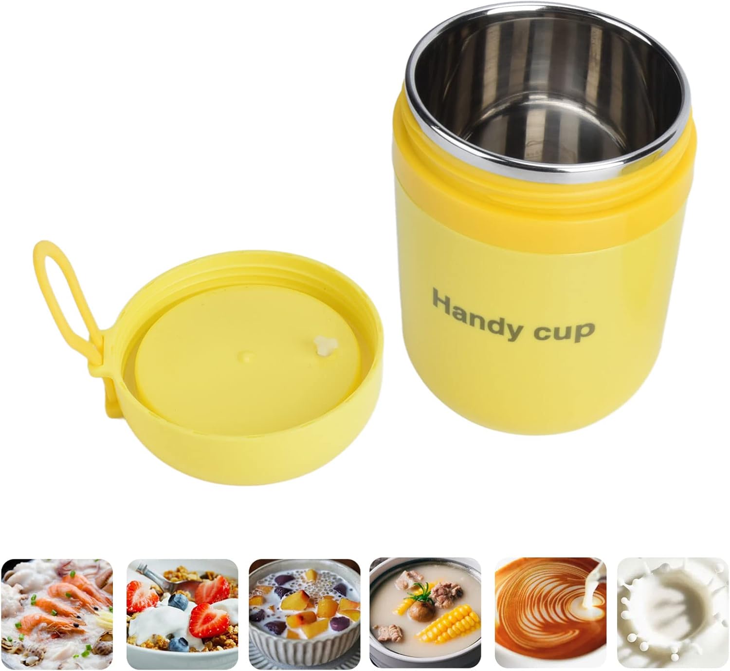 Tarro de comida aislado, contenedor de alimentos aislado doble antiescaldamiento de 16.9 fl oz, cuchara plegable para oficina, picnic, viajes al