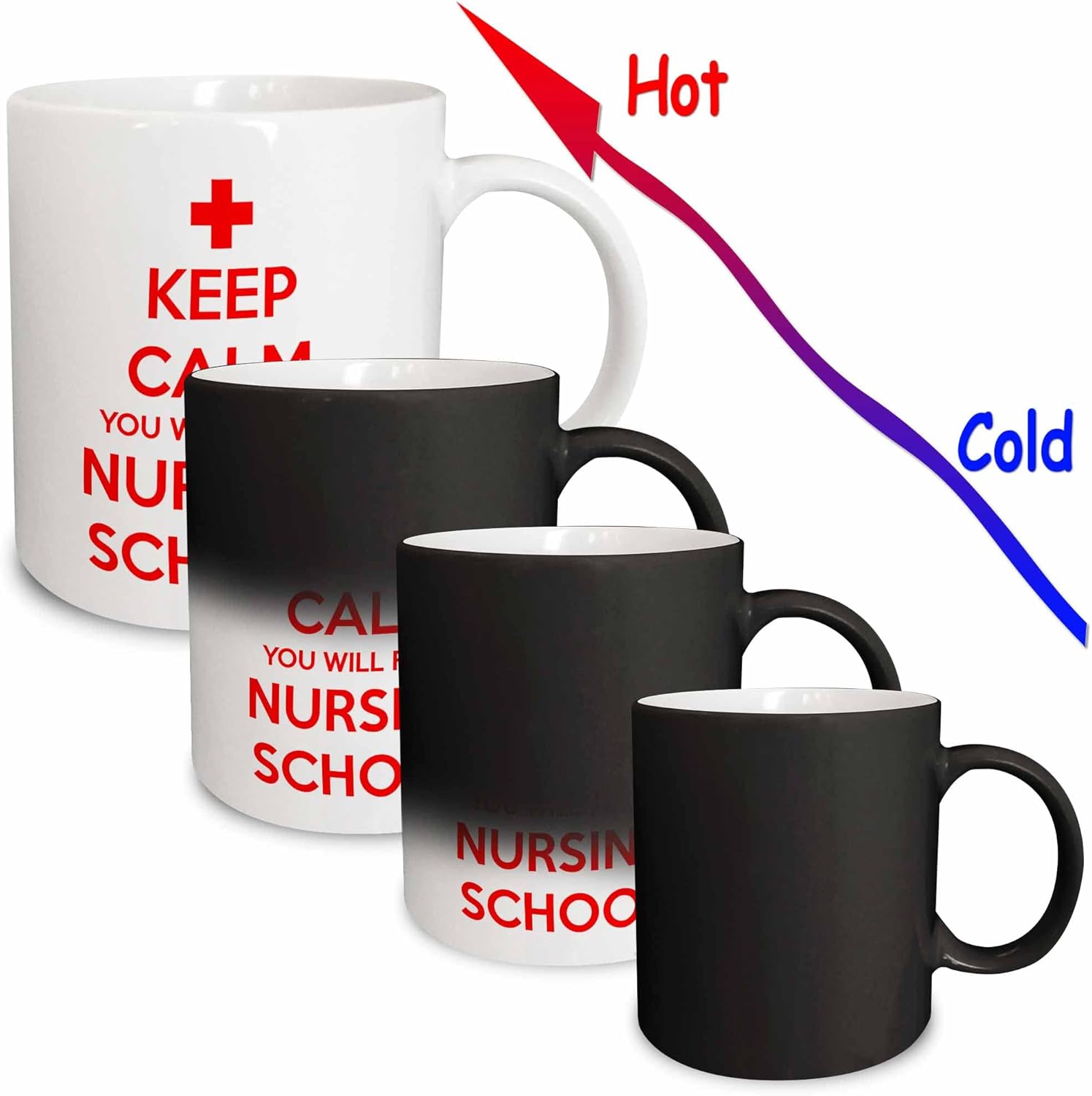 3dRose Taza con texto en inglés “Keep Calm You Will Finish Nursing School”, 11 onzas, negroblanco