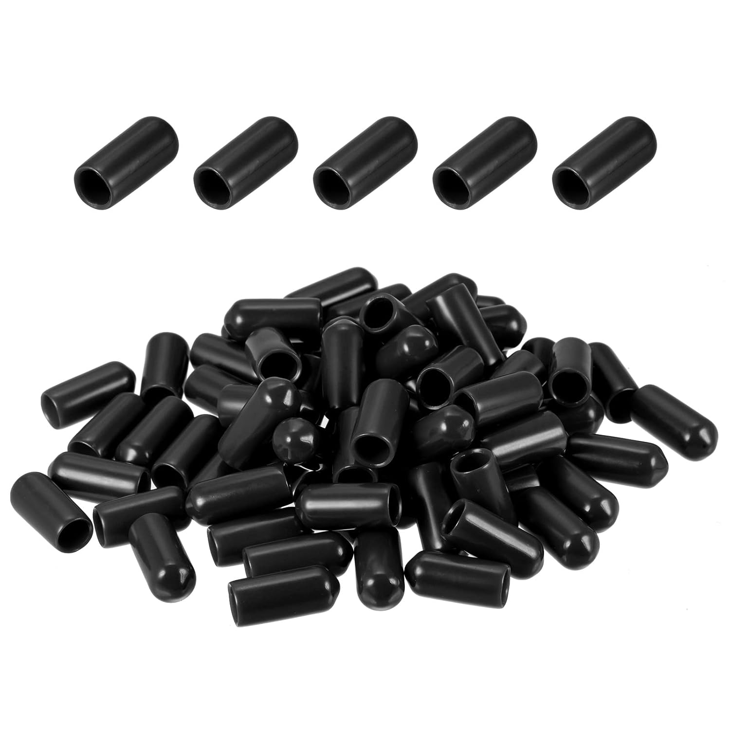 DMiotech Paquete de 80 protectores de rosca de tornillo negros de 14 pulgadas (0.236 in) de diámetro interior, tapas de goma para pernos de tornillo