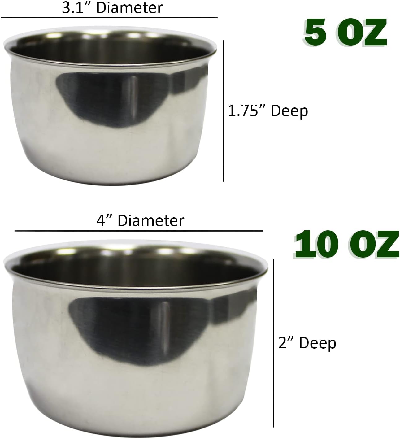 Taza de acero inoxidable con soporte  Plato de metal duradero para alimentos y agua  Planeadores de azúcar, erizos, chinchillas, ratas, hurones,
