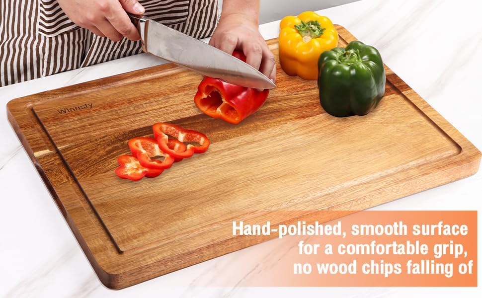 Tabla de cortar de madera extragrande, tabla de cortar de madera de acacia de 20 x 15 pulgadas para cocina, tabla de cortar de madera con ranura