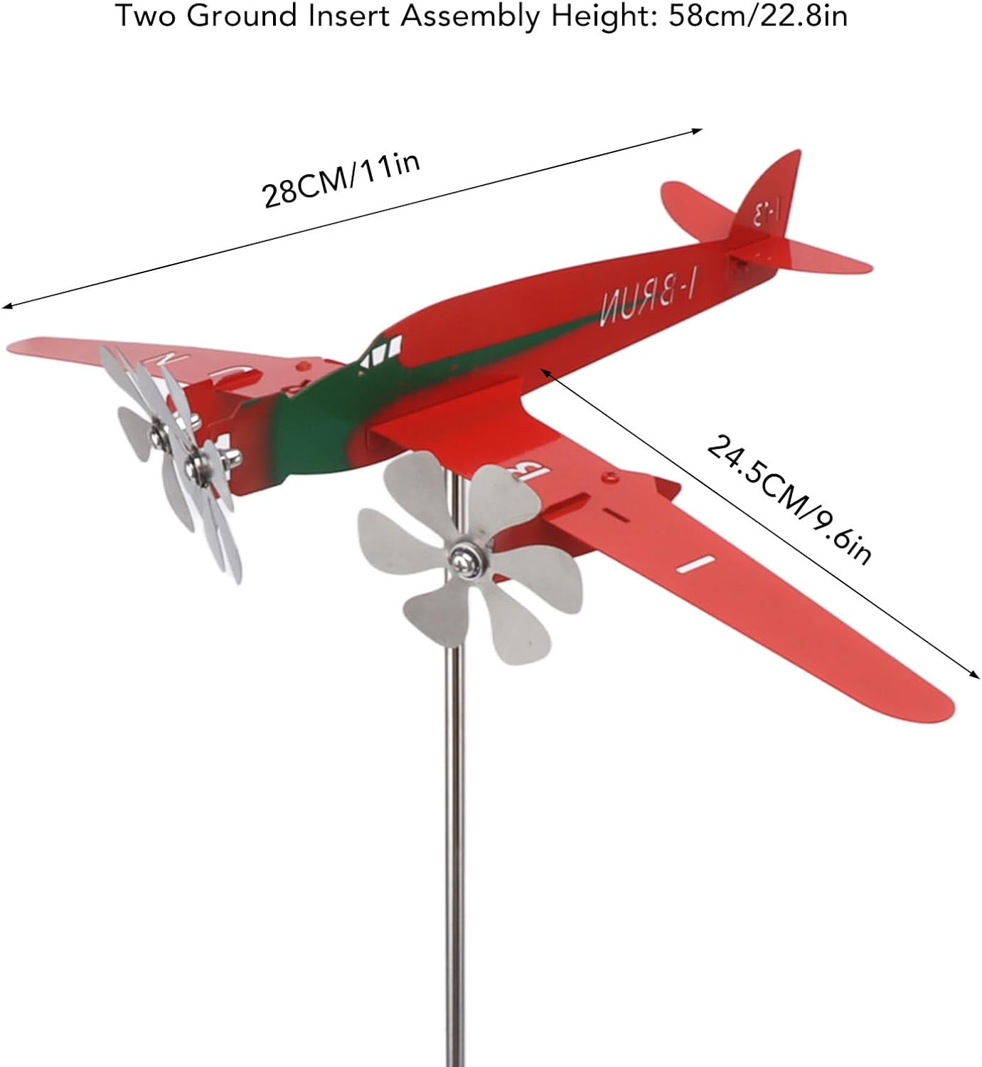 Esculturas de viento, 3D Red Metal Aviones Molino de Viento Spinner para la Decoración al aire libre