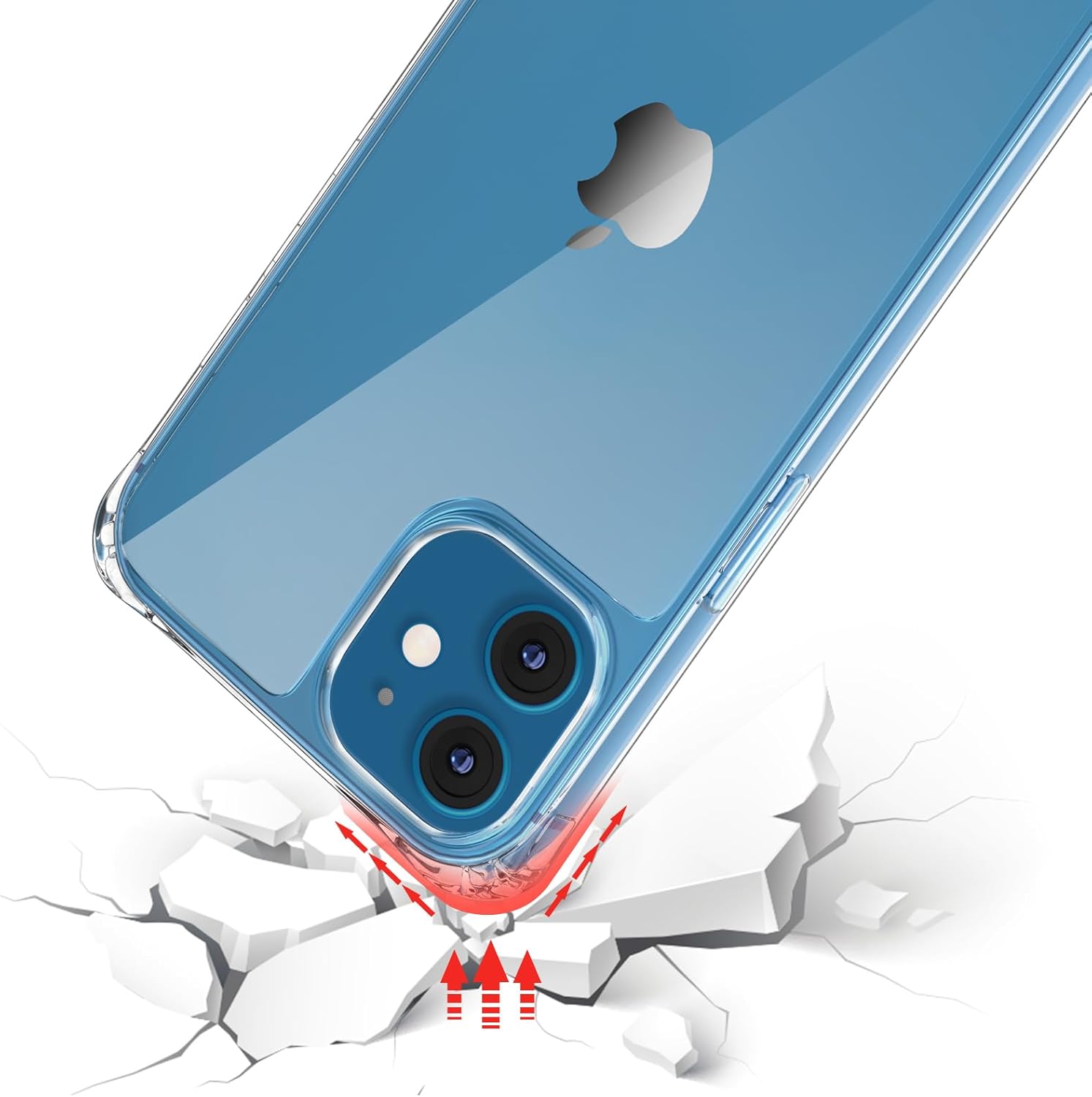 ZTOFERA Compatible con iPhone 12iPhone 12 Pro, funda transparente con cordón ajustable, TPU suave y delgada, a prueba de golpes, funda cruzada para