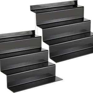 NEETBU Paquete de 2 soportes de exhibición doblados de 4 niveles para figuras, perfumes, estante de exhibición de esmalte de uñas para decoración y NEETBU Paquete de 2 soportes de exhibición doblados de 4 niveles para figuras, perfumes, estante de exhibición de esmalte de uñas para decoración y