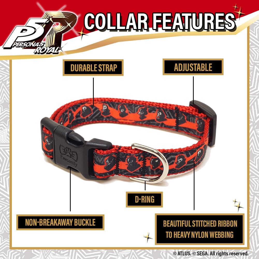 Persona 5 – Collar para perros grandes, medianos y XS y pequeños, con licencia oficial del anime, collar de perro de anime Persona 5 Royal Phantom
