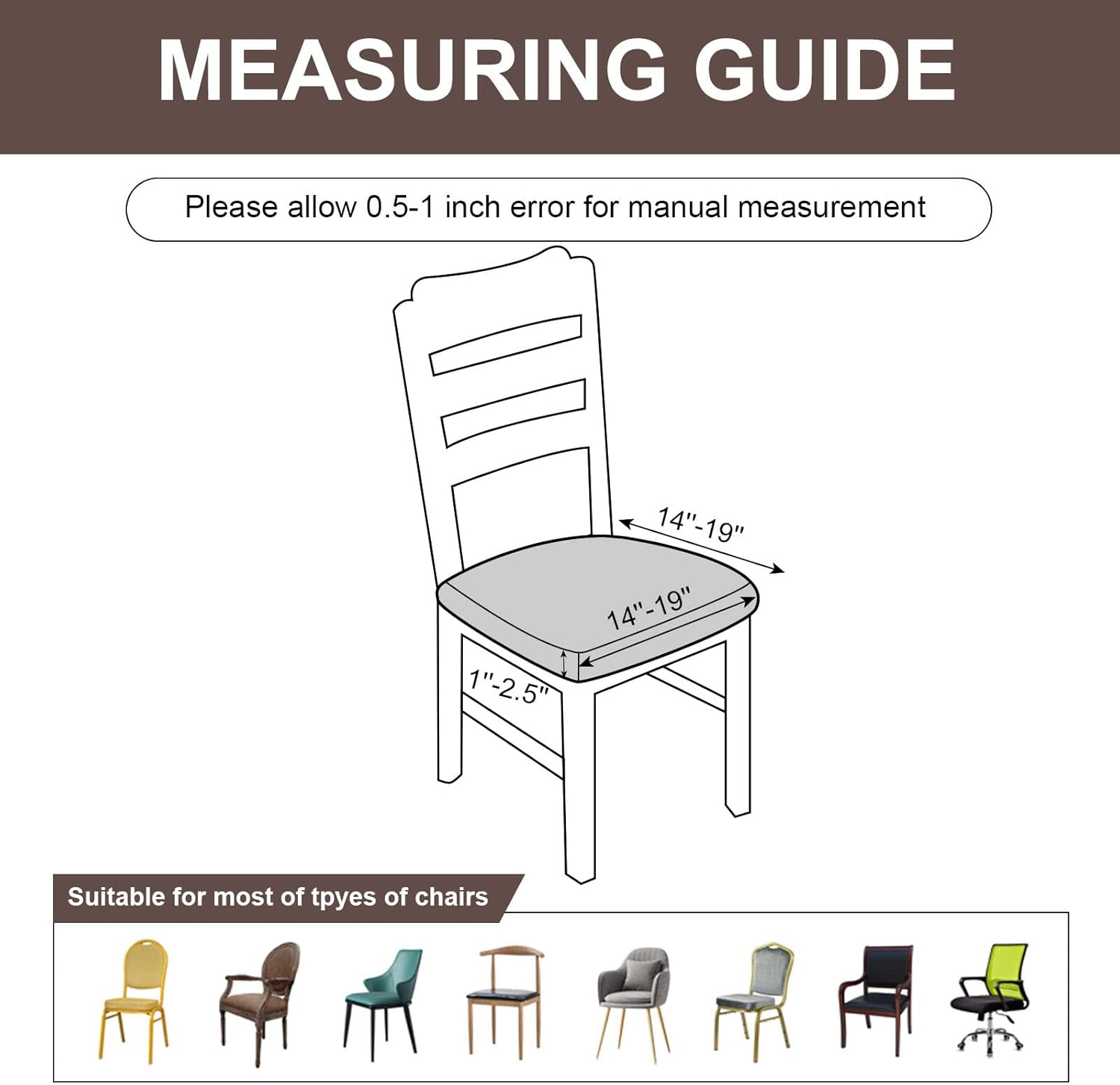 Genina Fundas impermeables de asiento para silla de comedor, fundas elásticas para sillas de comedor, fundas protectoras para sillas de cocina,
