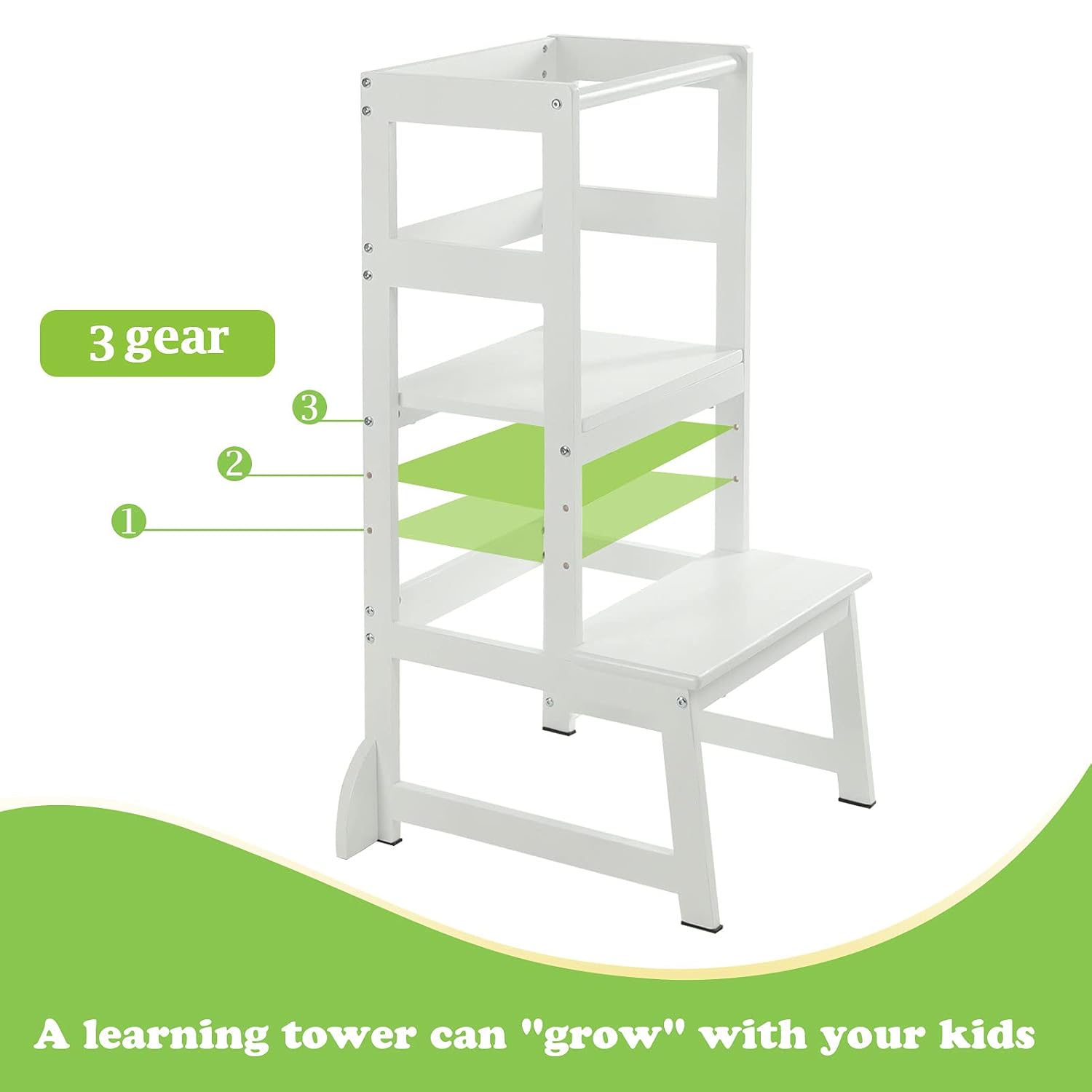 Taburete de cocina ajustable en altura para niños pequeños, taburete de aprendizaje Montessori para niños, torre de pie para bebé, ayudante de pie