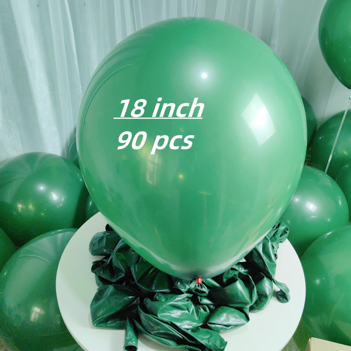 Paquete de 90 globos verdes de látex verde oscuro de 18 pulgadas para decoraciones de fiestas y eventos ZWZLIULIAN