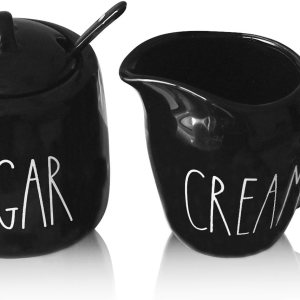 Juego de azúcar y crema, recipiente para crema y soporte para azúcar para barra de café, azucarero de granja con tapa y cuchara, dispensador de Juego de azúcar y crema, recipiente para crema y soporte para azúcar para barra de café, azucarero de granja con tapa y cuchara, dispensador de