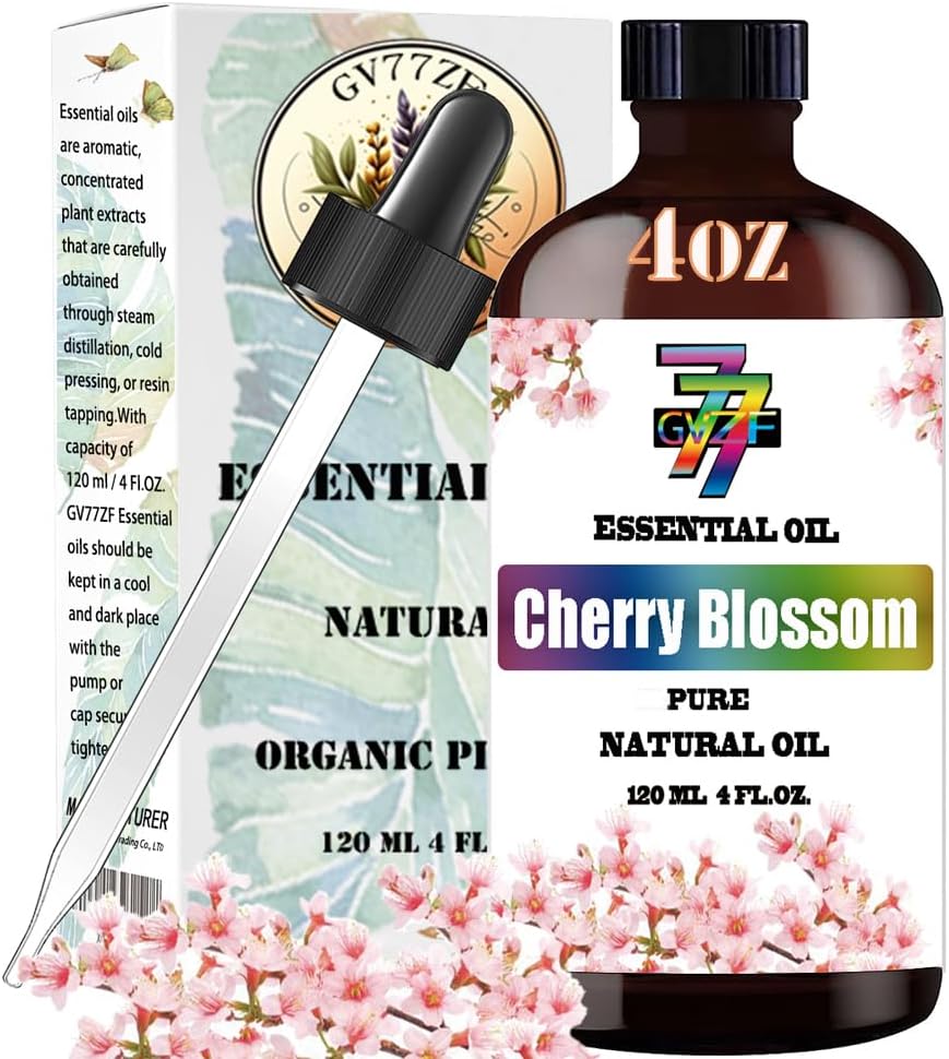 Aceite esencial de flor de cerezo, 4 onzas líquidas, aceite de vainilla para difusor, humidificador, hogar, baño, cabello, limpieza, masaje, yoga,