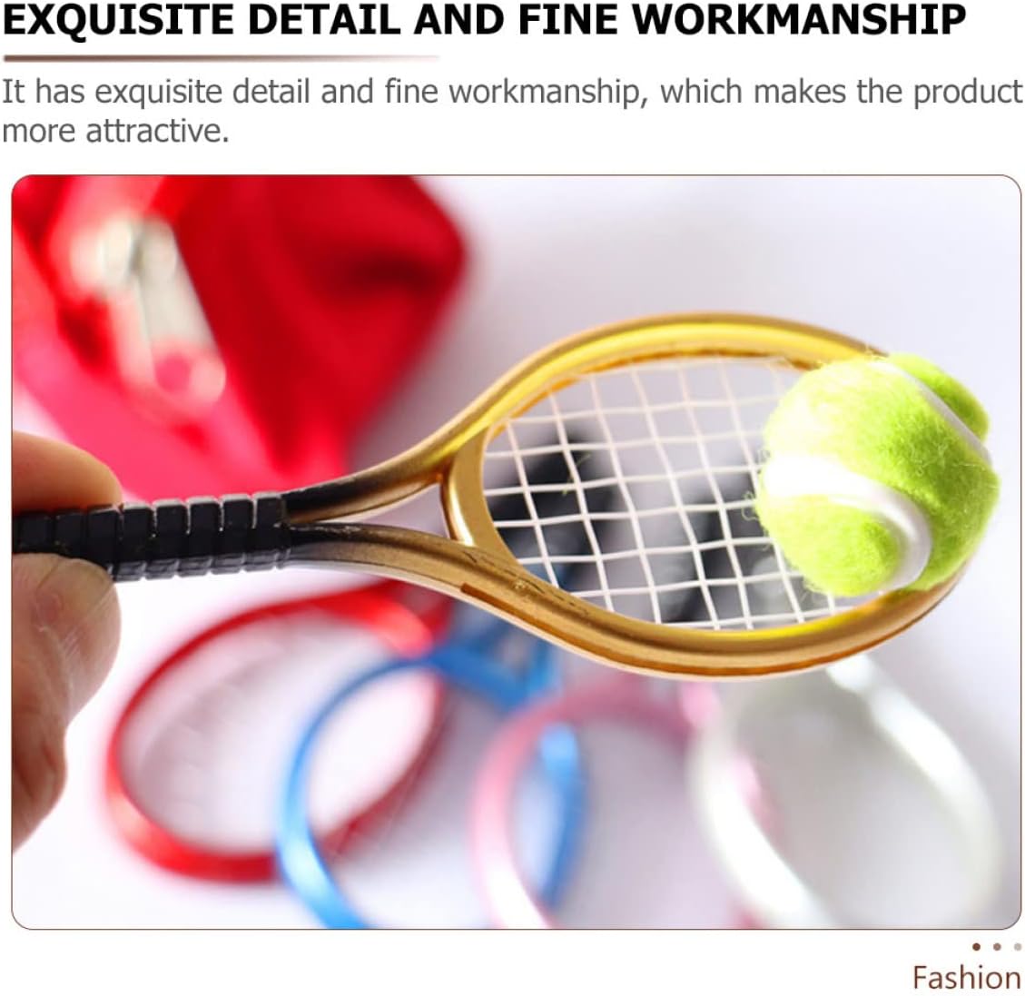 TOYANDONA Juego de 6 mini tenis con pelota en miniatura y raquetas aleatorias, accesorios para muñecas deportivas, equipo de jardín de decoración,