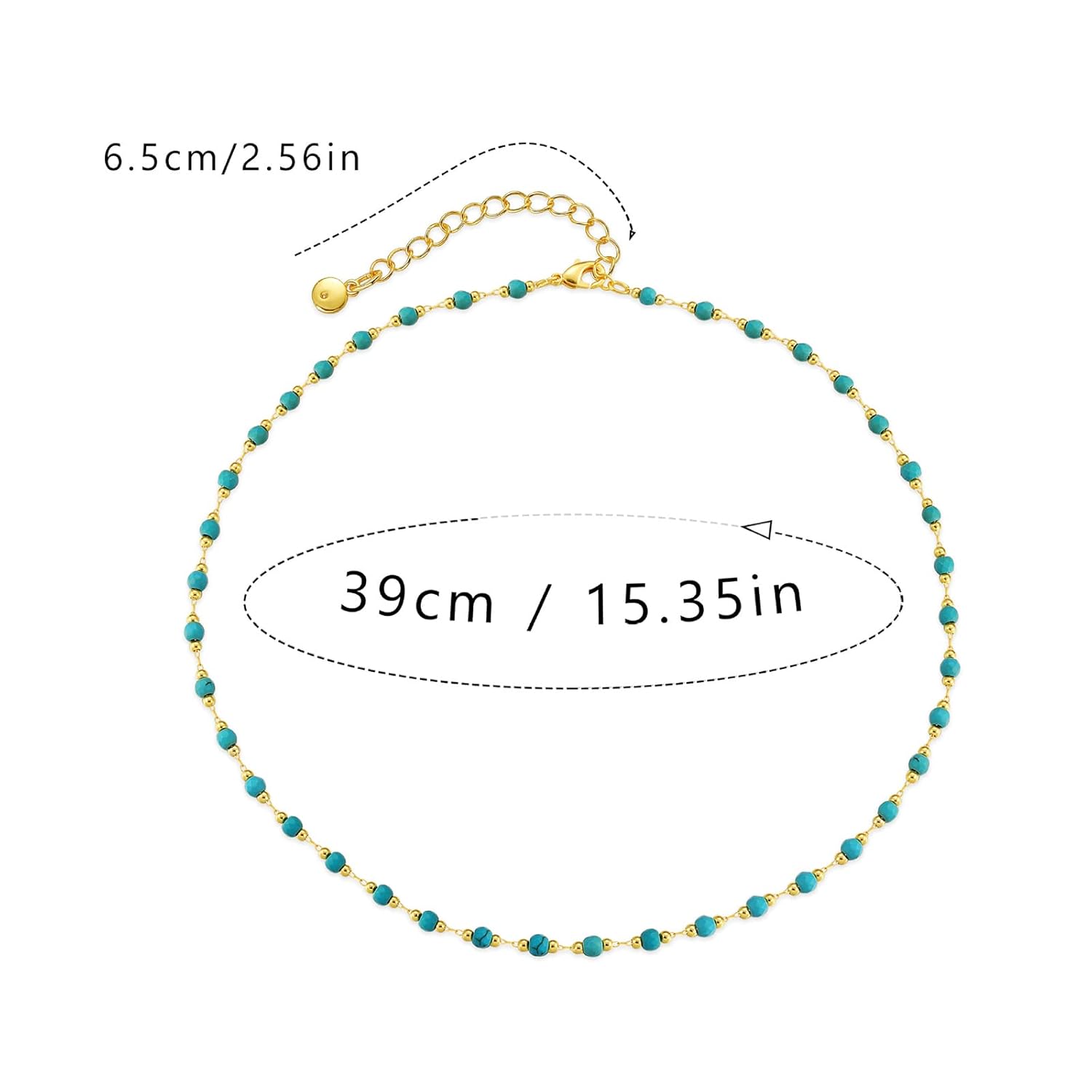 Turquoise Choker Necklaces for Women 18k Gold Plated Turquoise Beaded Necklace Choker Necklaces for Women