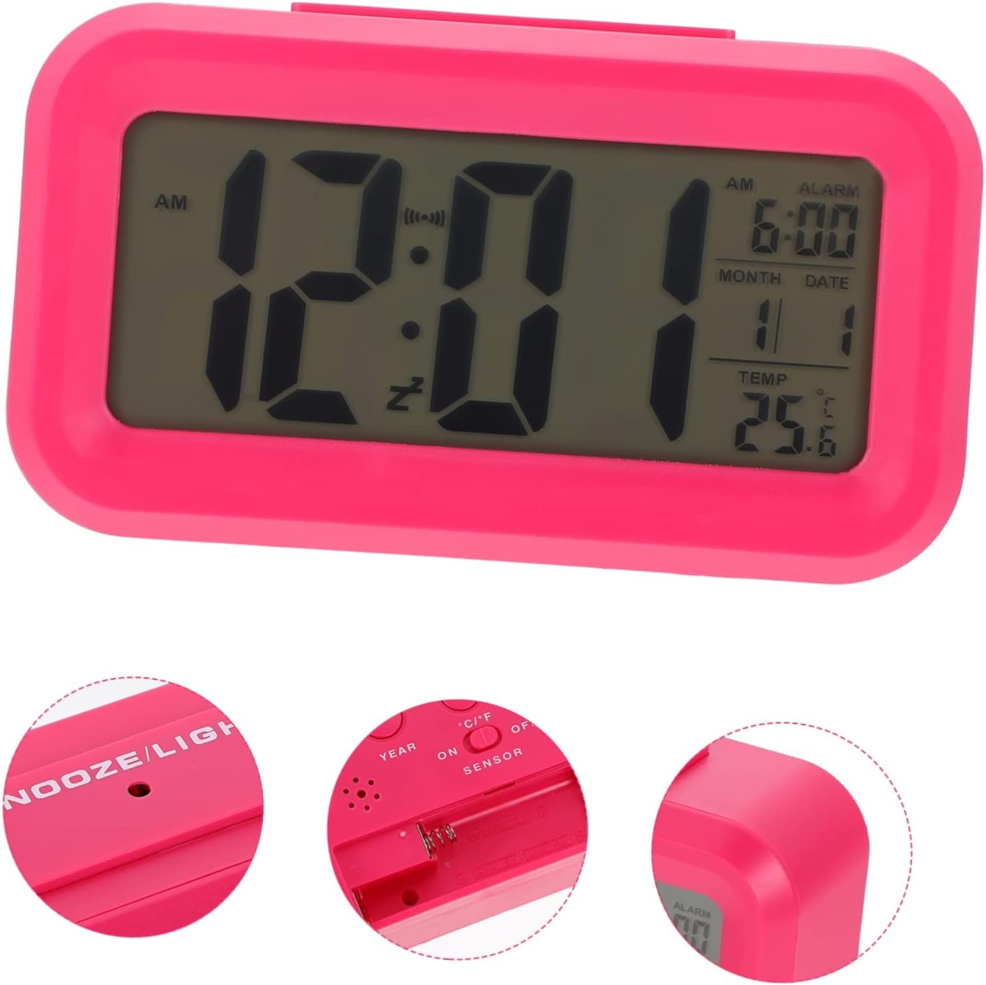 1 Unidades Reloj Despertador Calendario Reloj Despertador Dormitorio Alarma Multifunción Reloj despertador Radio Digital Reloj despertador para