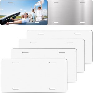 Deekypol Paquete de 4 matrículas en blanco de sublimación, placa de matrícula en blanco de sublimación de 0.026 in, placas de matrícula de metal Deekypol Paquete de 4 matrículas en blanco de sublimación, placa de matrícula en blanco de sublimación de 0.026 in, placas de matrícula de metal