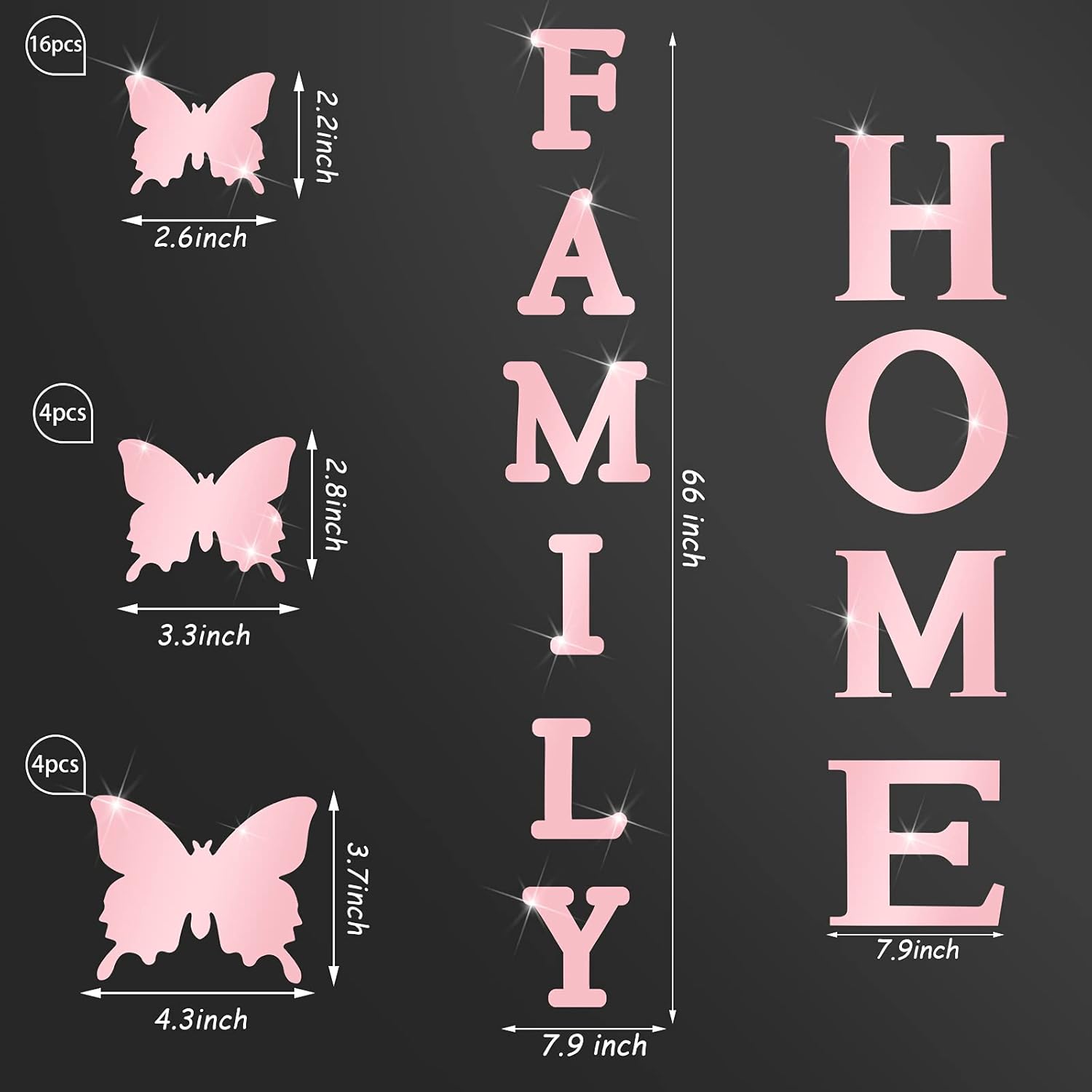 Outus Letrero de letras 3D para el hogar familiar, decoración de sala de estar, decoración de pared rústica de granja, espejo acrílico, espejo