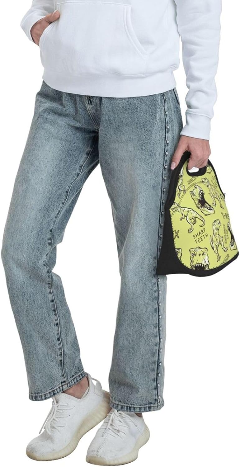 Lonchera reutilizable con diseño de dinosaurios, a prueba de fugas, bolsa de almuerzo portátil para mujeres y hombres, bolsa de mano para el