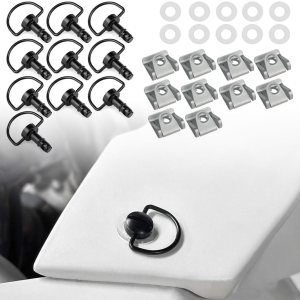REARACE Sujetadores de liberación rápida de 14 de giro, paquete de 10 sujetadores de carreras de motocicleta de liberación rápida con anillo en D de REARACE Sujetadores de liberación rápida de 14 de giro, paquete de 10 sujetadores de carreras de motocicleta de liberación rápida con anillo en D de