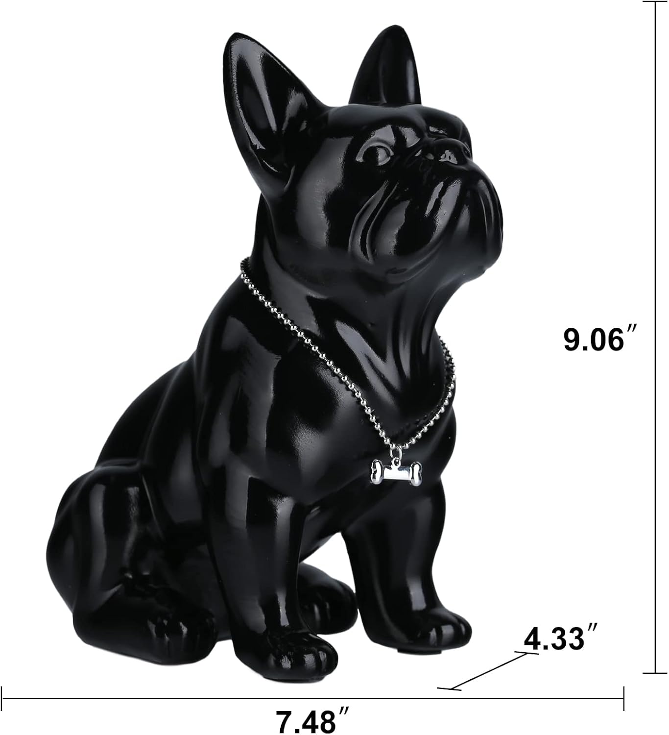 XYQXYQ Estatua de bulldog francés de metal, colorida estatua de perro de resina sentada, bulldog británico, decoración del hogar, estatua de bulldog