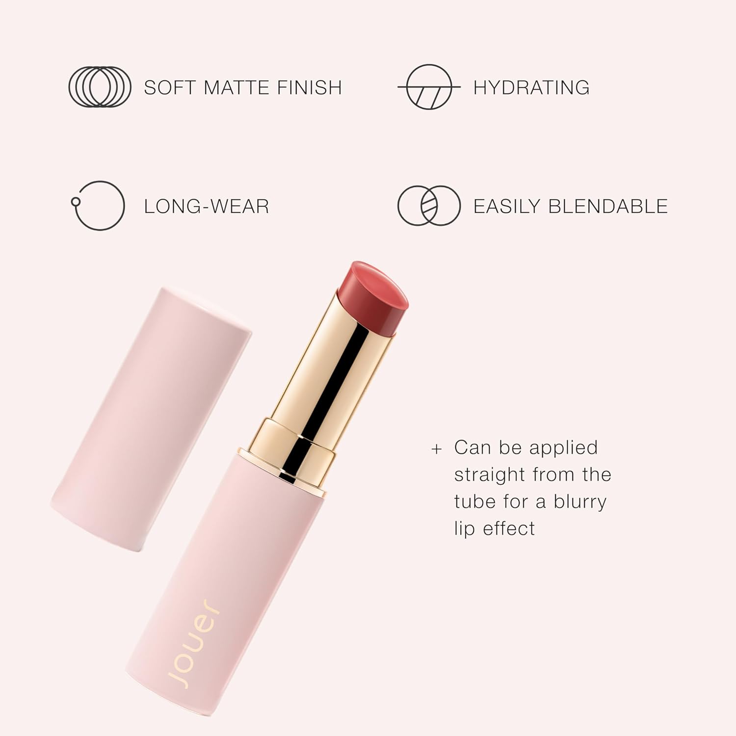 Jouer Balm Bouche Demi-Matte Lip-Féminité – Bálsamo labial teñido – Tinte labial hidratante de larga duración – Color de labios mate – Fórmula de