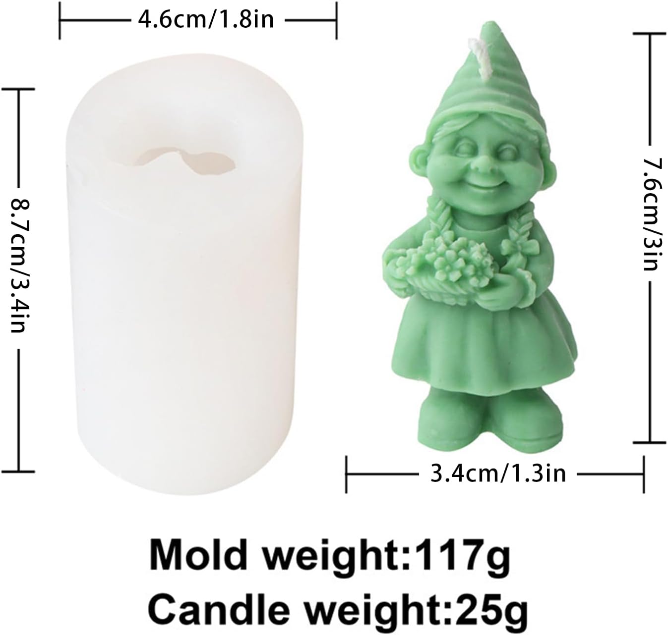 Molde de silicona de gnomo de Navidad 3D, molde de resina epoxi enana, molde de fundición para manualidades, para hacer adornos de gnomos de velas