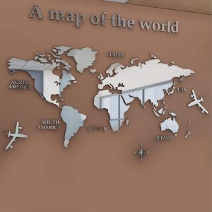 Calcomanías de pared 3D de acrílico con mapa del mundo impermeable para aula, oficina, habitación de los niños, pasillo, biblioteca, etc. (S, Calcomanías de pared 3D de acrílico con mapa del mundo impermeable para aula, oficina, habitación de los niños, pasillo, biblioteca, etc. (S,