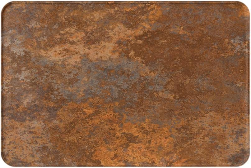 Tapetes de baño para baño, alfombras de decoración de baño, antideslizantes, color marrón rústico, cobre, metal, naranja, cubierta lavable, alfombra