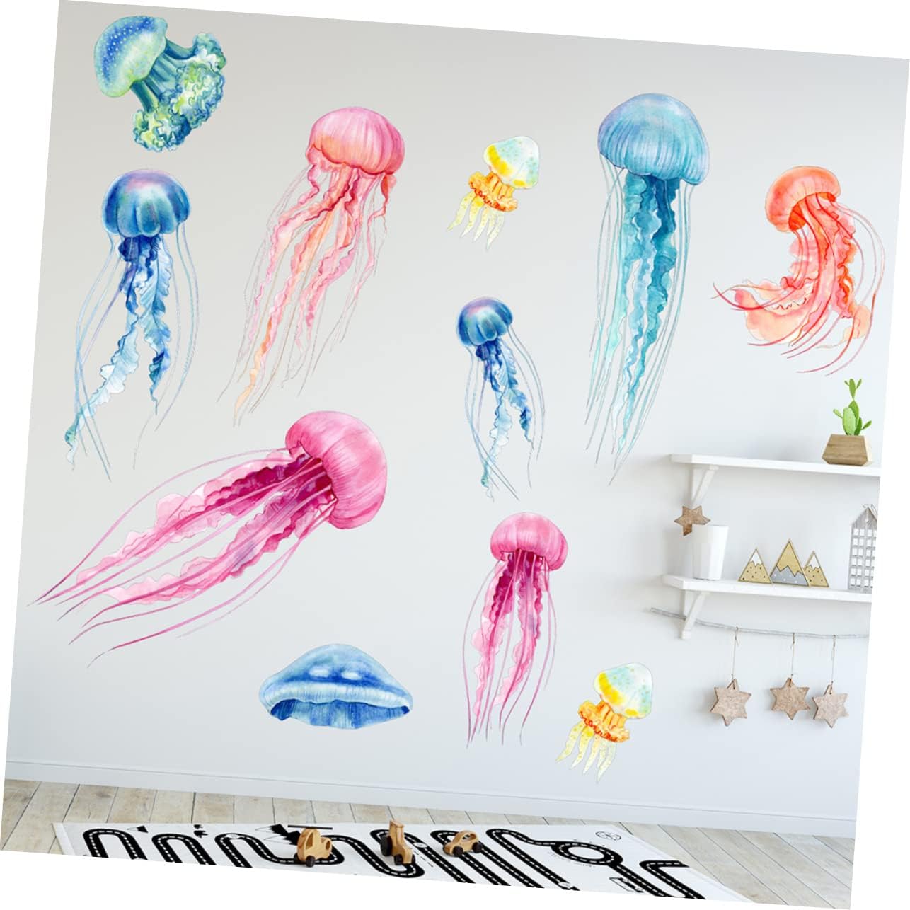 Abaodam 36 Pcs Jellyfish Wall Sticker Undersea Decor Stickers Seajelly Mural Stickers Sea Life Animals Wall Stickers Underwater Wall Sticker Sea