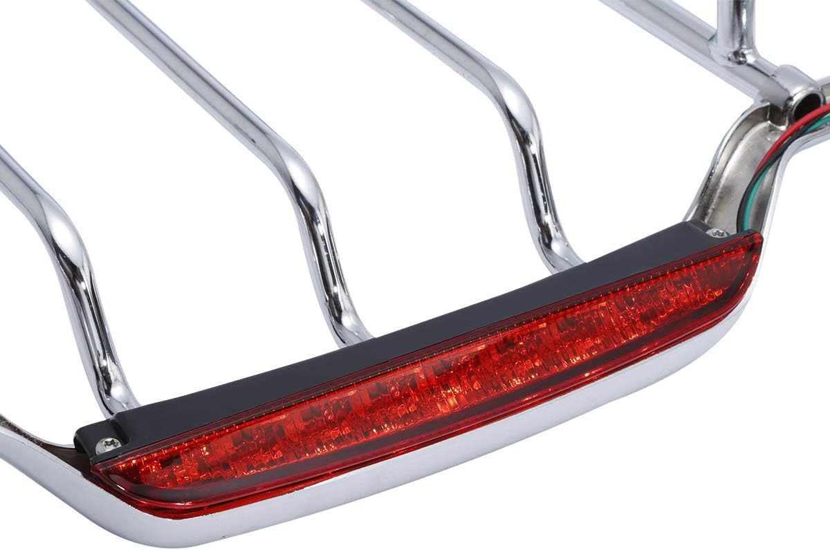 XFMT Cromo Tour Pack maletero Portaequipajes con luz LED para Harley Air Wing Style Touring Road King Electra Street Glide 1993-2013
