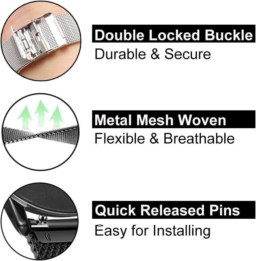 YEEJOK Compatible con Samsung Galaxy Watch 3 de 1.772 pulgadas1.811 pulgadas para hombres y mujeres, correa de reloj tejida de malla de 0.866