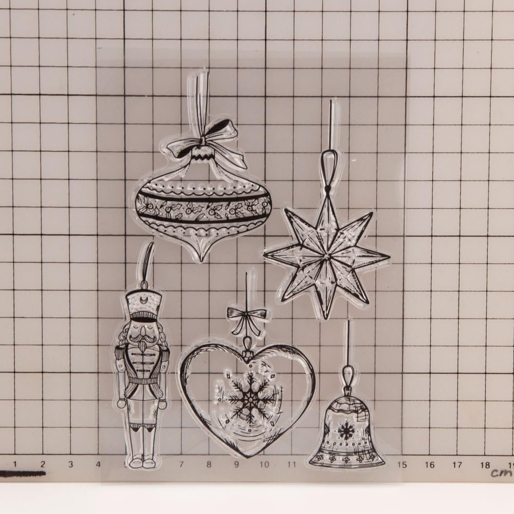 Arbuya Bolas de Navidad transparentes para hacer tarjetas de Navidad o diarios, adornos decorativos de Navidad con estrellas colgantes, sellos de