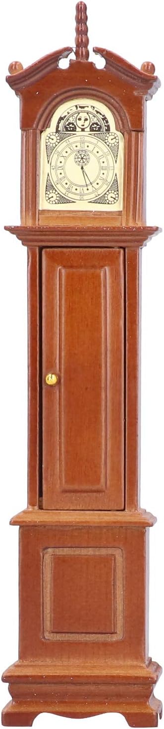 Modelo de reloj de abuelo en miniatura, reloj de escritorio clásico de casa de muñecas, reloj de madera vintage para abuelo, muebles en miniatura