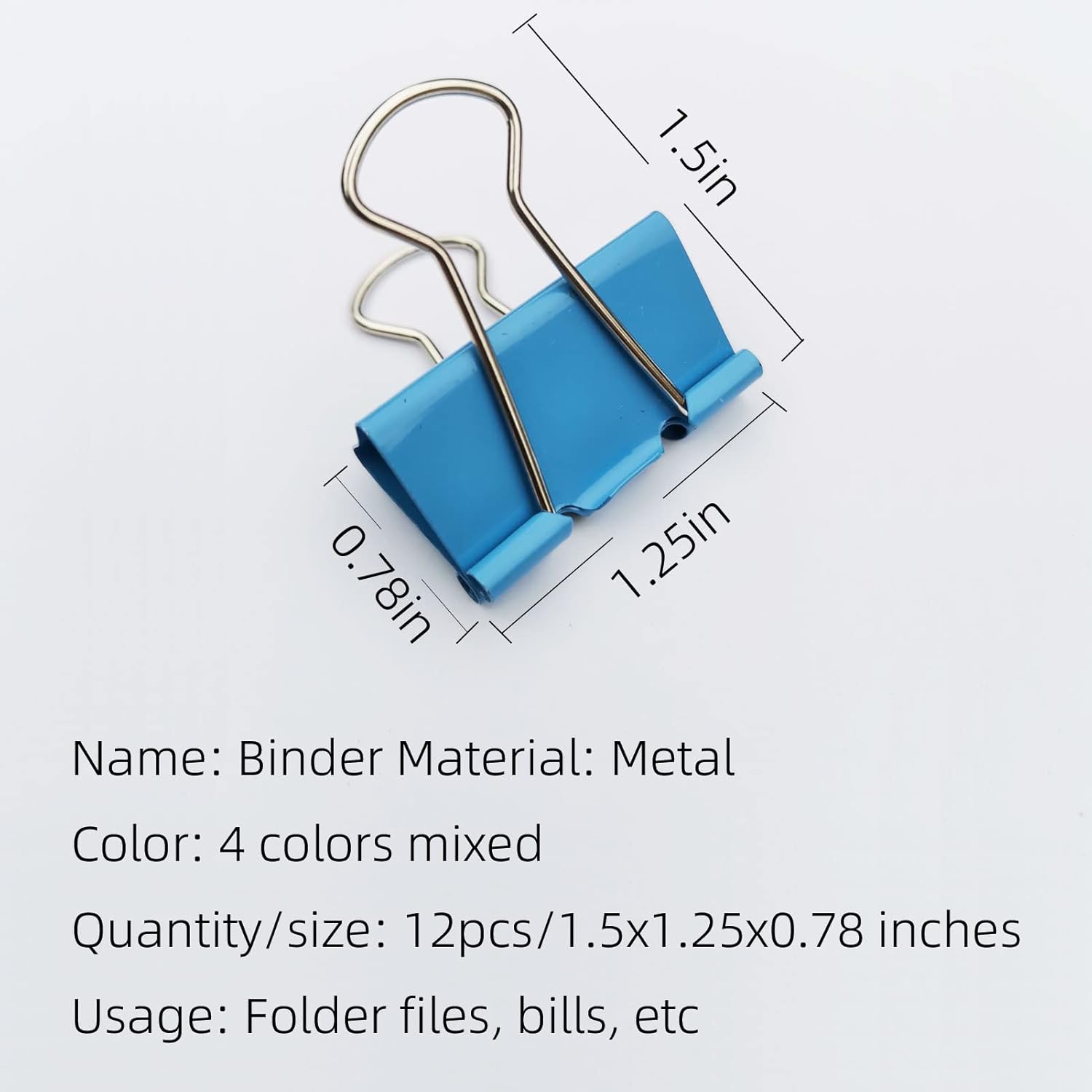 12 clips de metal plegables de color rosa de 1.25 pulgadas, adecuados para la escuela, cocina, tamaño mediano, suministros de oficina en casa,