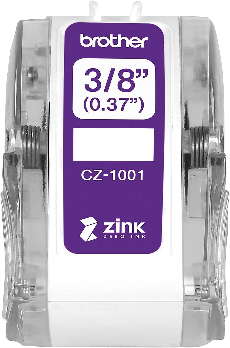 Brother Rollo de etiquetas original CZ-1001 de 38 pulgadas (0.37 pulgadas) de ancho x 16.4 pies de largo con tecnología Zink Zero Ink