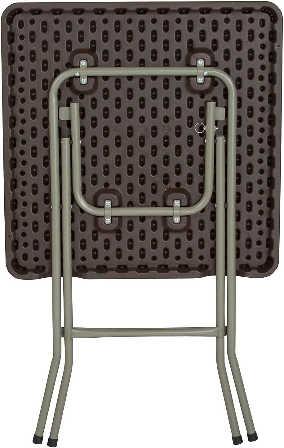 Flash Furniture – Mesa plegable cuadrada de plástico de ratán marrón de 1.95 pies