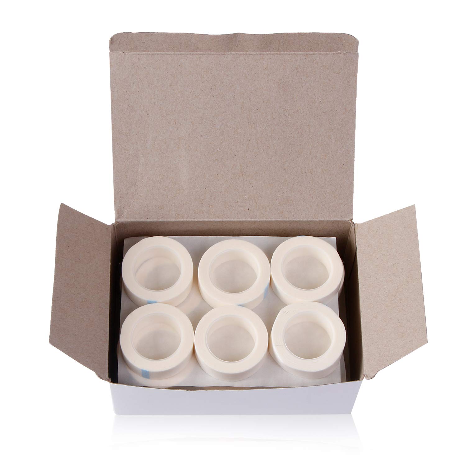 UPINS 24 rollos de cinta blanca para pestañas, cintas adhesivas de pestañas de tela para suministro de extensión de pestañas