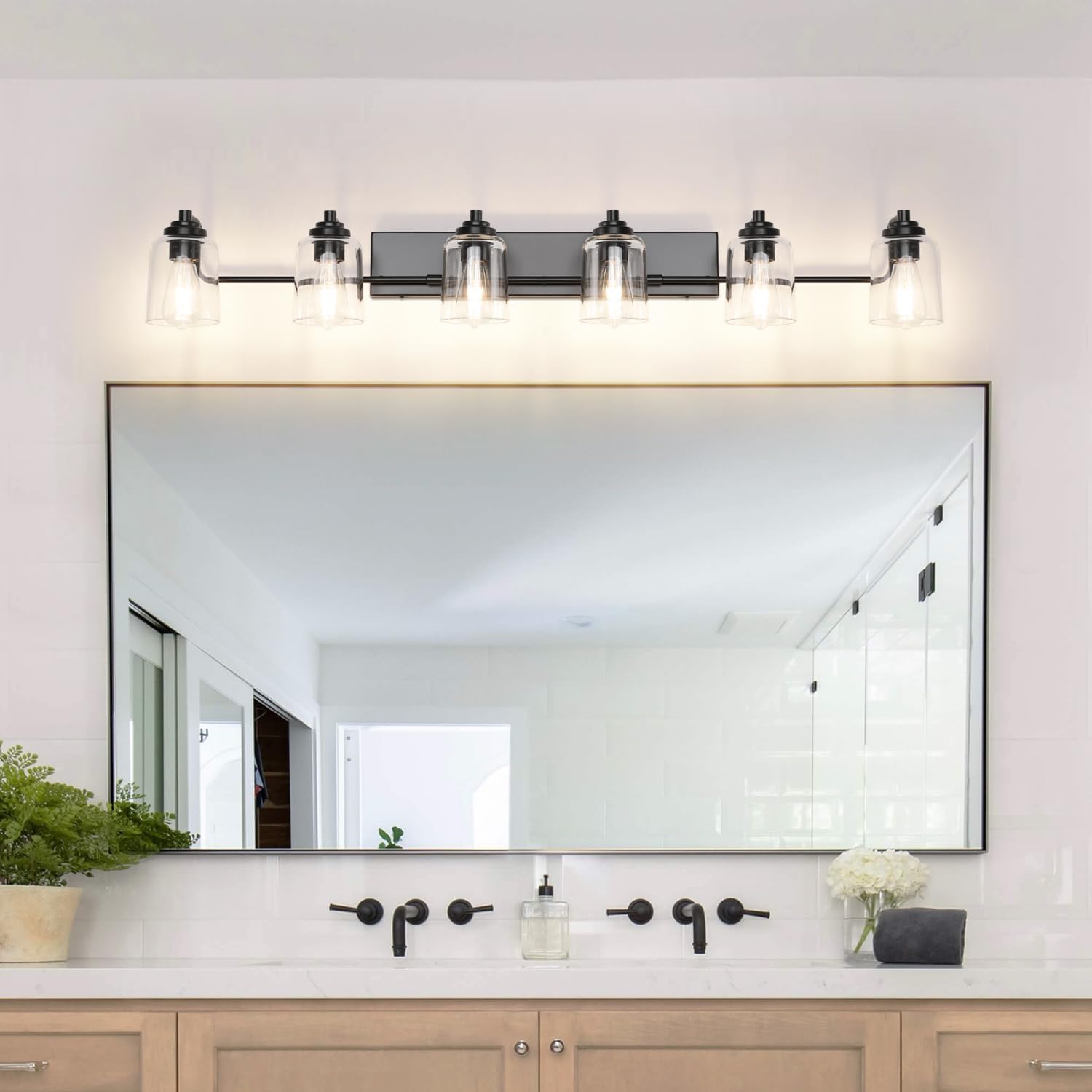 SOLFART 6 luces de tocador para espejo negro accesorios de baño negro lámpara de tocador lámpara de baño accesorios de pared montaje en pared 50