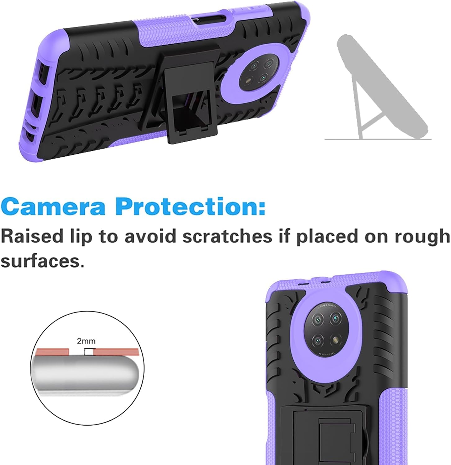 Asuwish Funda de teléfono para Xiaomi Redmi Note 9T9 5G con protector de pantalla de vidrio templado y soporte delgado híbrido resistente resistente
